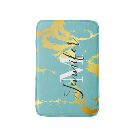 Türkis Golden Foil Badematte (Vorderseite Vertikal)