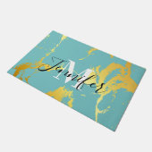 Türkis Golden Foil Fußmatte (Schrägansicht)