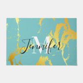 Türkis Golden Foil Fußmatte (Vorderseite)