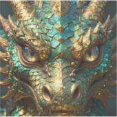 Türkis-goldener Drache Aufkleber (Vorderseite)