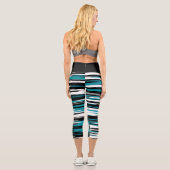 Türkis-Grau abstrakt Capri Leggings (Rückseite)