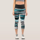 Türkis-Grau abstrakt Capri Leggings (Vorderseite)