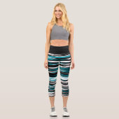 Türkis-Grau abstrakt Capri Leggings (Vorderseite)