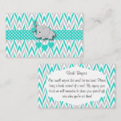 Türkis & Grau Elephant Babydusche Buchungsanfrage Begleitkarte (Vorne/Hinten)