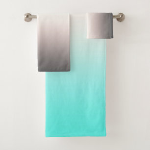 Türkis-Grau Ombre Badhandtuch Set