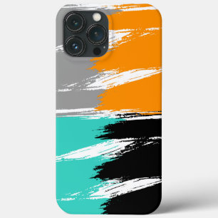 Türkis Grau Schwarz Orange Brush Stroke Paint Case-Mate iPhone Hülle