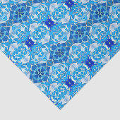 Türkis, Grau und Kobalt Blaue Fliesen Seidenpapier (Ausschnitt)