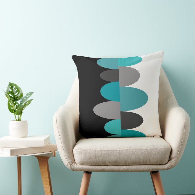 Türkis, Grau und Schwarz Kissen (Stuhl )