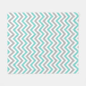 Türkis, Grau, Weiß, Zickzack ZigZag-Muster Fleecedecke (Vorderseite (Horizontal))