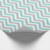 Türkis, Grau, Weiß, Zickzack ZigZag-Muster Geschenkpapier (Ecke)
