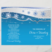 Türkis, graue Schneeflocken gefaltet Hochzeitsprog (Vorderseite)