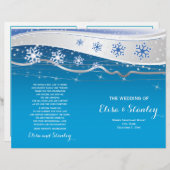 Türkis, graue Schneeflocken gefaltet Hochzeitsprog (Vorne/Hinten)