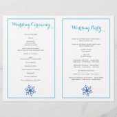 Türkis, graue Schneeflocken gefaltet Hochzeitsprog (Rückseite)