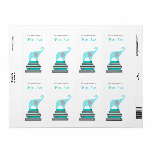 Türkis & Gray Elephant auf Bücherplatte (Vorne)