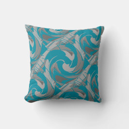 Türkis Gray Shades Charcoal Diagonal Art Twirl Kissen