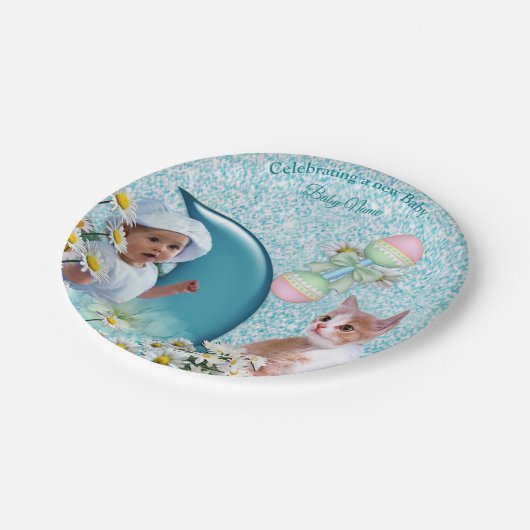 Türkis Green Blue Pappteller (Schrägansicht)