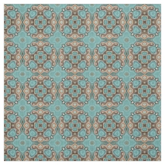 Türkis Green Brown Bali Batik Style Muster Stoff (Muster)