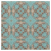 Türkis Green Brown Bali Batik Style Muster Stoff (Nahaufnahme)