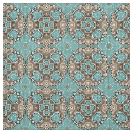 Türkis Green Brown Bali Batik Style Muster Stoff (Muster)