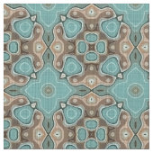 Türkis Green Brown Bali Batik Style Muster Stoff (Nahaufnahme)