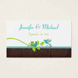 Türkis Green Brown White Floral Birds Gefallen Tag