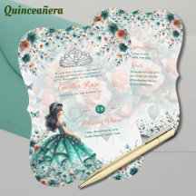 Türkis Green Quinceanera Dress Floral Butterfly