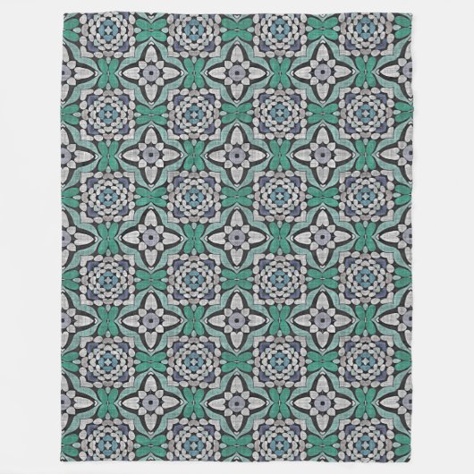 Türkis Grün Aquamarin Blau Angesagt Bohemisch Bali Fleecedecke (Vorderseite)