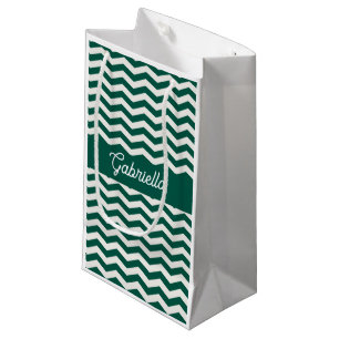 Türkis-Grün-Chevron-Zickzack-Streifenmuster Kleine Geschenktüte