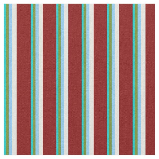 Türkis, Grün, Light Sky Blue, Beige & Maroon Stoff (Nahaufnahme)