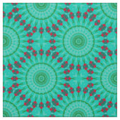 Türkis Grün und Rot Geometrisches Kaleidoskop Mand Stoff (Muster)