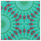 Türkis Grün und Rot Geometrisches Kaleidoskop Mand Stoff (Nahaufnahme)