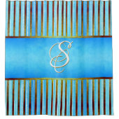 Türkis, Grün und Weiß Streifen Duschvorhang (Vorderseite)