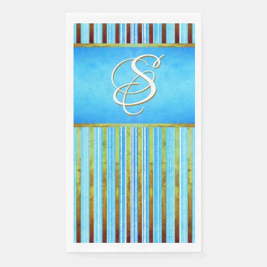 Türkis, Grün und Weiß Streifen Serviette (Vorderseite)