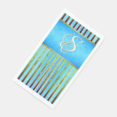 Türkis, Grün und Weiß Streifen Serviette (Ecke)