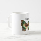 Türkis Grüne Creme Schmetterling Kaffeetasse (Vorderseite Links)