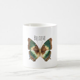 Türkis Grüne Creme Schmetterling Kaffeetasse