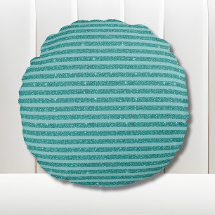Türkis Grüne Glitter Style Horizontale Streifen Rundes Kissen