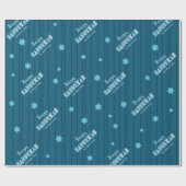 Türkis Happy Hanukkah Typografie Sterne Spaß Geschenkpapier (Flach)
