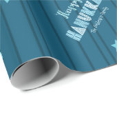 Türkis Happy Hanukkah Typografie Sterne Spaß Geschenkpapier (Rolleneckpunkt)