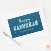 Türkis Happy Hanukkah Whimsical Fun Typografie Rechteckiger Aufkleber (Umschlag)