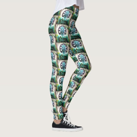 Türkis Hawaii Buddha Pattern Peace Tropical Leggings (Rechts)