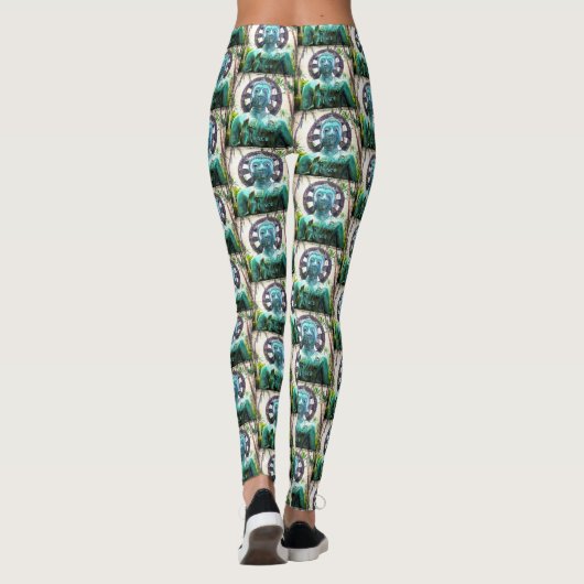 Türkis Hawaii Buddha Pattern Peace Tropical Leggings (Rückseite)