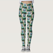 Türkis Hawaii Buddha Pattern Peace Tropical Leggings (Vorderseite)