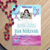 Türkis, heiß rosa Glitzer Bat Mitzvah Einladung