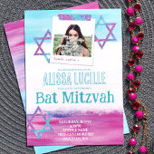 Türkis, heiß rosa Glitzer Bat Mitzvah Einladung