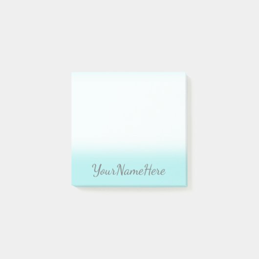 Türkis-Hintergrund + Schwacher grauer Skript Post-it Klebezettel (Vorderseite)