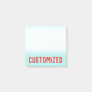 Türkis-Hintergrund u. roter mutiger Post-it Klebezettel