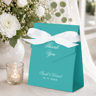 Türkis Hochzeit Einfache Kalligrafie Danke Geschenkschachtel