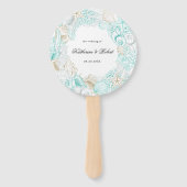 Türkis-Hochzeitsprogramm am Meer Hand Fan Fächer (Vorderseite)
