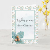 Türkis Holly und Berries Weihnachten Karte (Gelbe Blume)